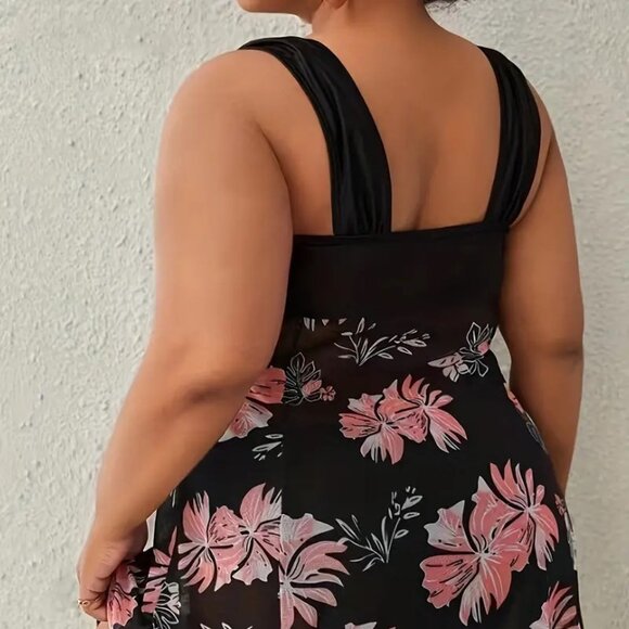 Women's Plus Size Two Piece Sexy Tankini Swimsuit Bathing Suit Swimwear 16W -20W - Picture 3 of 11